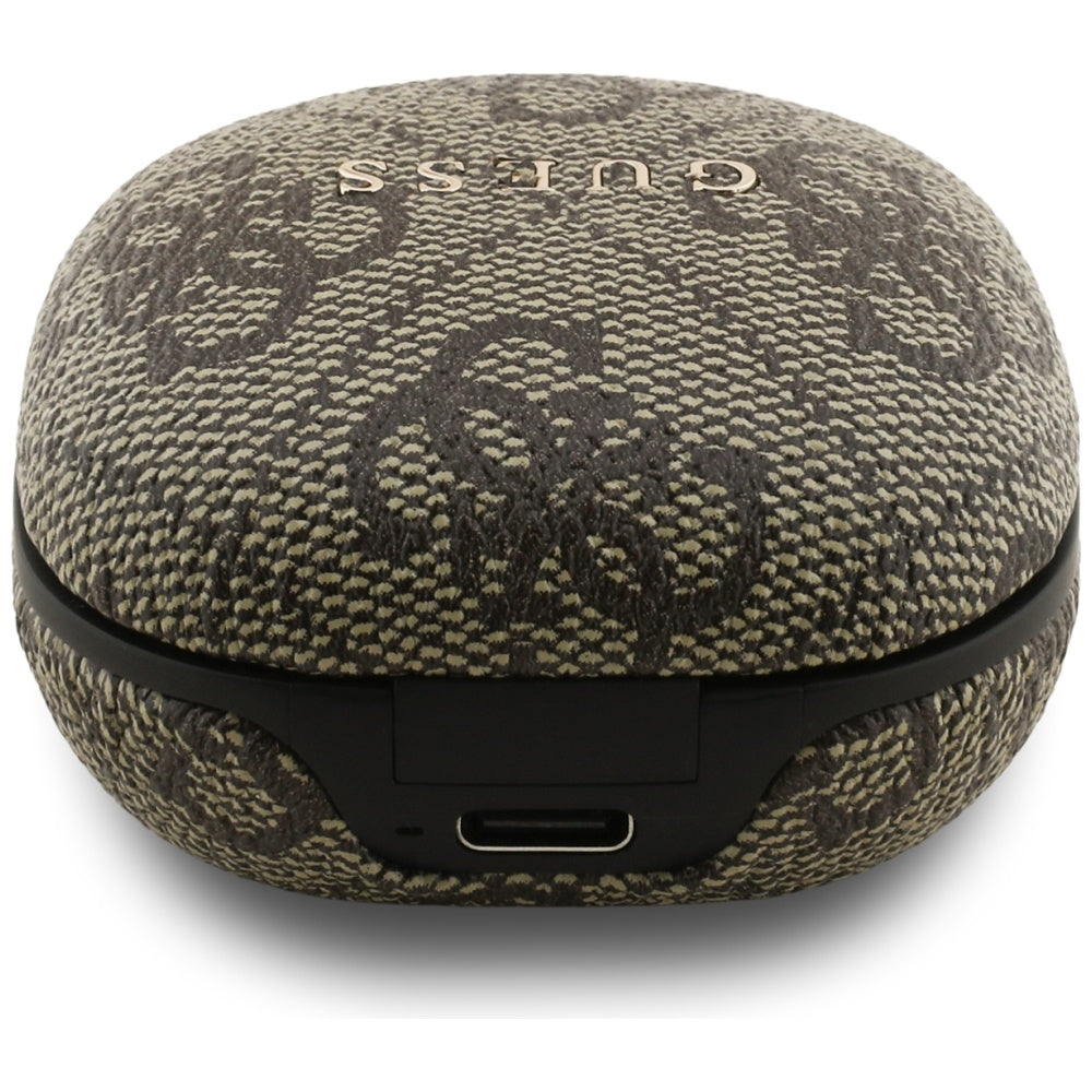 Manos libres Bluetooth Guess 4G Classic Metal Logo, TWS, Marrón