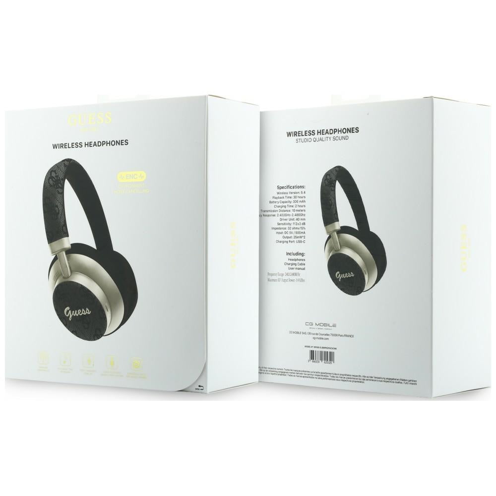 Manos libres Bluetooth Guess 4G Gold Script Metal, A2DP, Negro