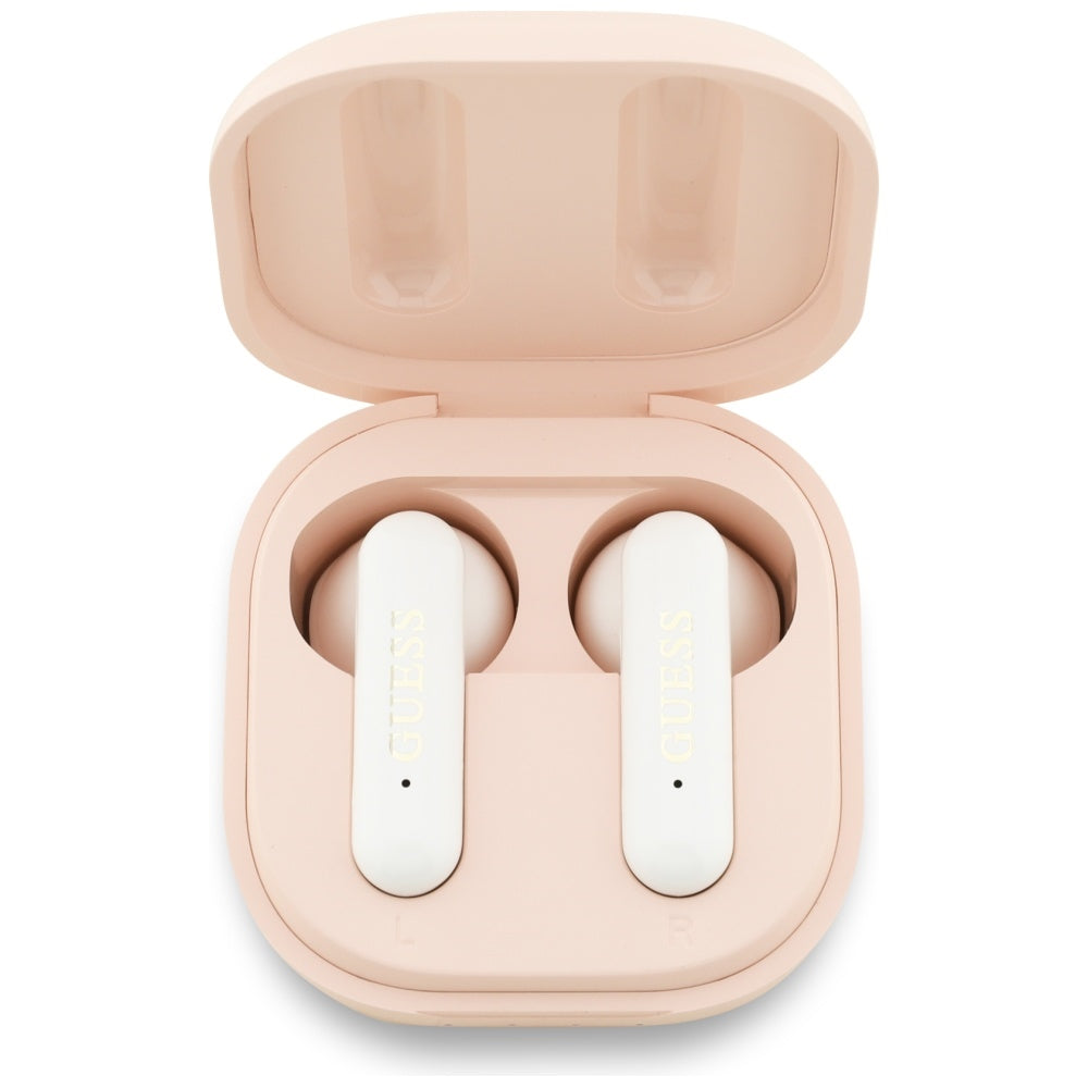 Manos libres Bluetooth Guess 4G Metal Logo, TWS, Rosa
