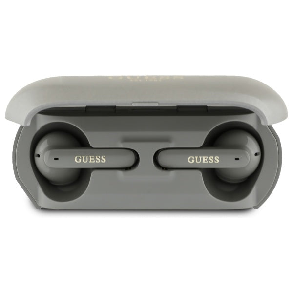 Auriculares Bluetooth Guess Elongados con Logo Metálico Impreso, TWS, Gris