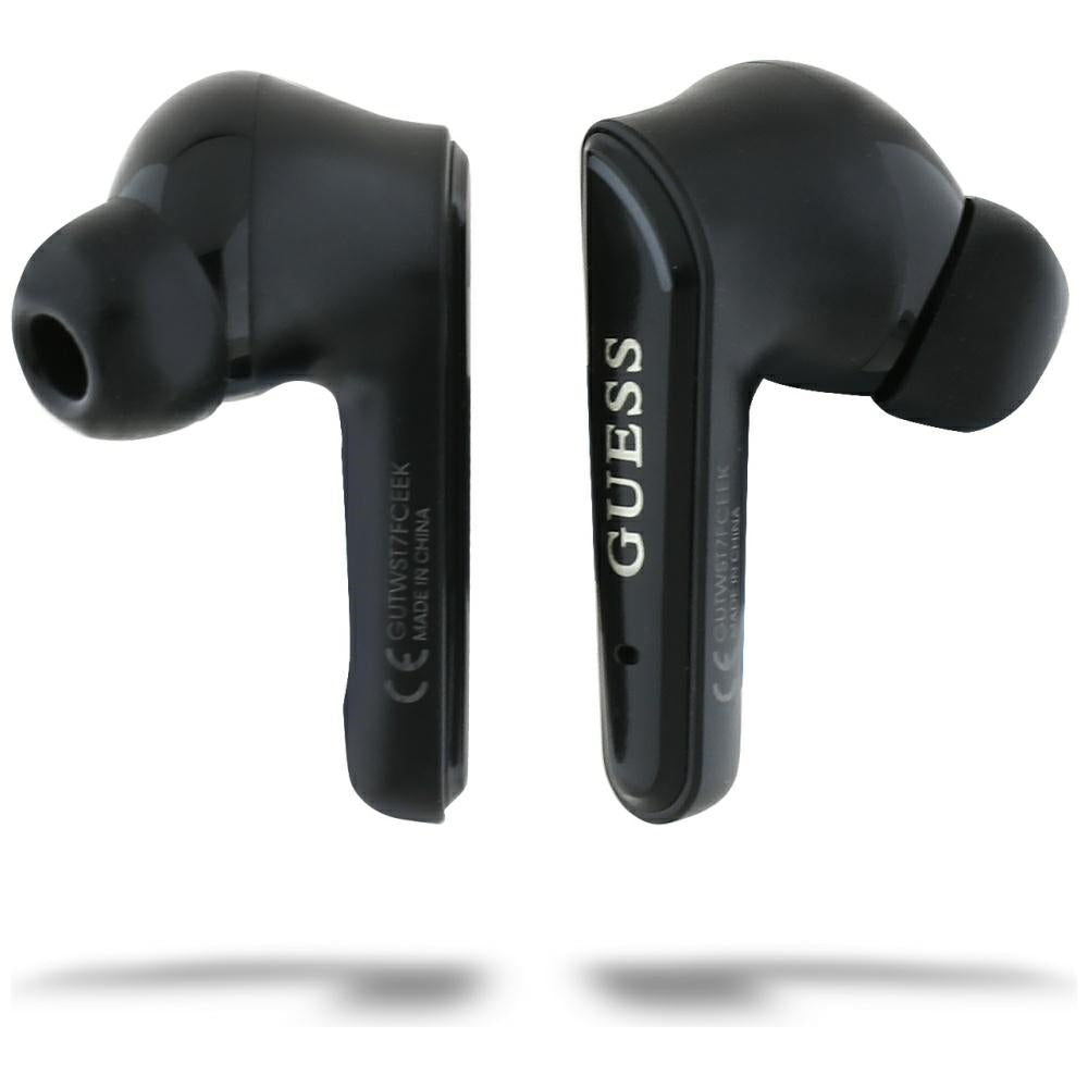 Handsfree Bluetooth Guess Flat Classic Logo Electroplated, TWS, Negro