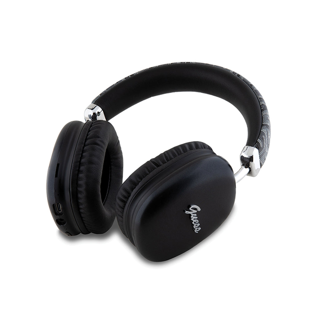 Manos libres Bluetooth Guess GCube Metallic Script Logo, A2DP, Negro