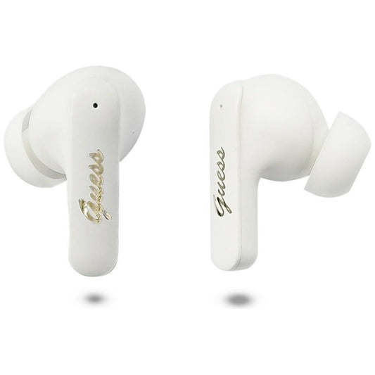 Handsfree Bluetooth Guess Script Logo Metálico, TWS, Blanco