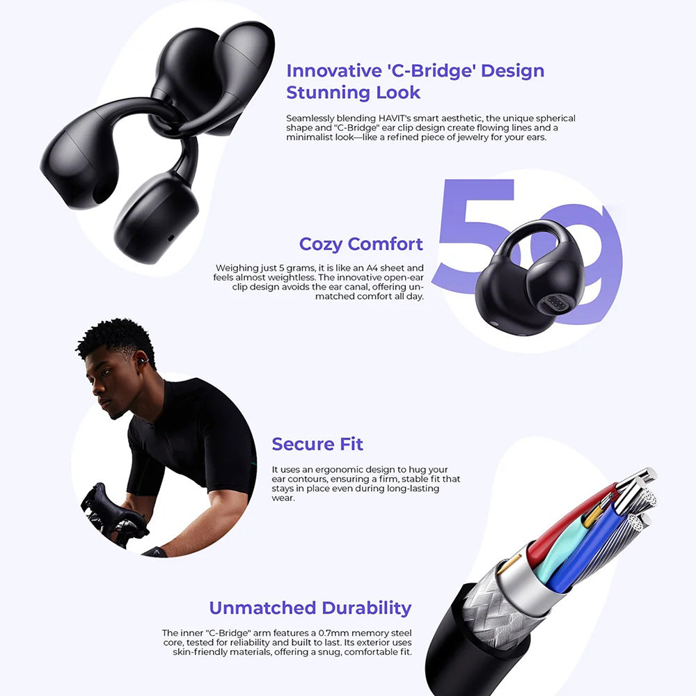 Handsfree Bluetooth HAVIT OWS916, TWS, Gris