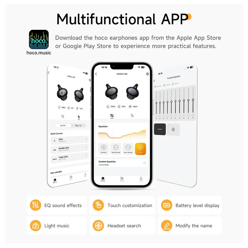 Handsfree Bluetooth HOCO EA8, TWS, Blanco