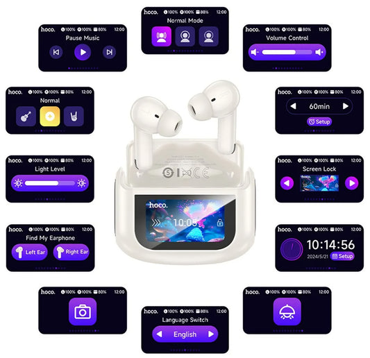 Auriculares Bluetooth HOCO EQ21, TWS, ANC, Blanco