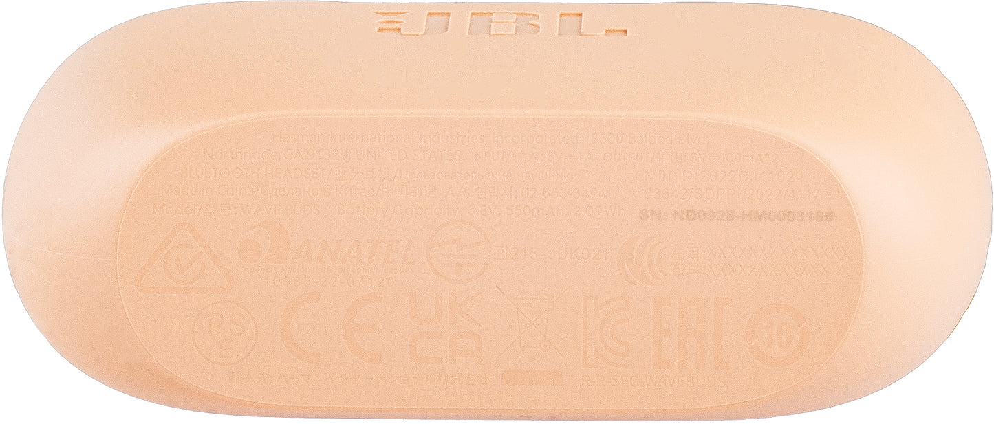 Auriculares manos libres Bluetooth JBL Wave Buds, TWS, Beige JBLWBUDSBEG