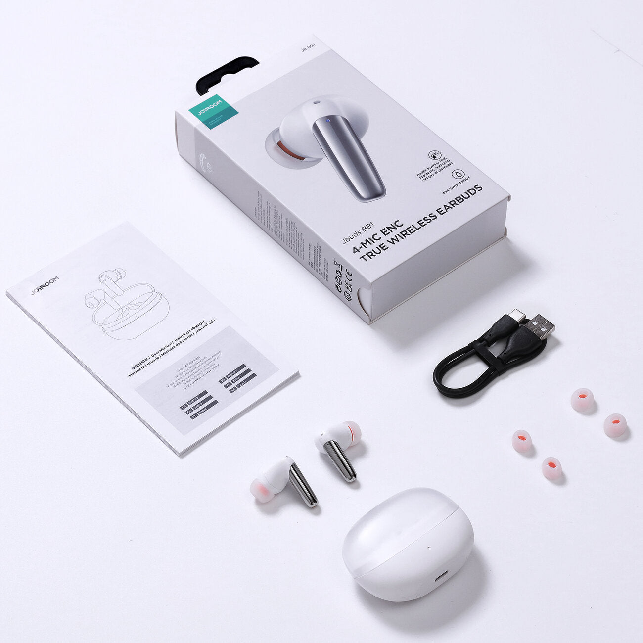 Manos libres Bluetooth Joyroom JR-BB1, TWS, Blanco