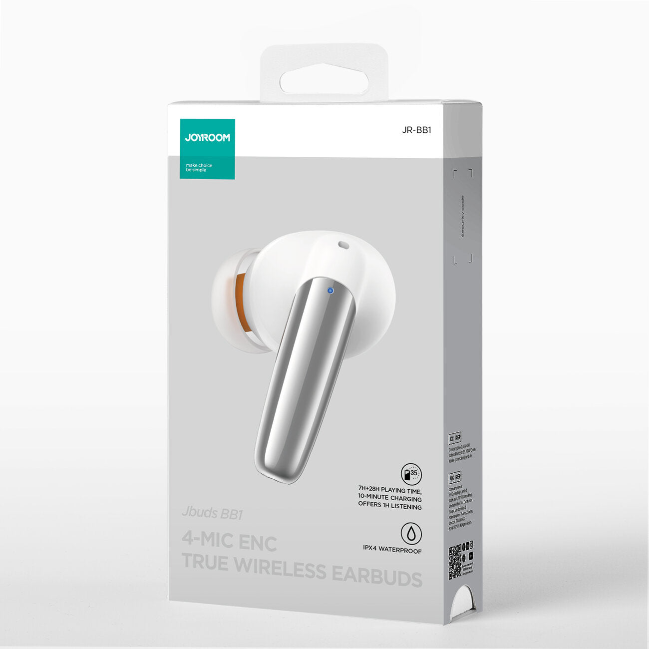 Manos libres Bluetooth Joyroom JR-BB1, TWS, Blanco