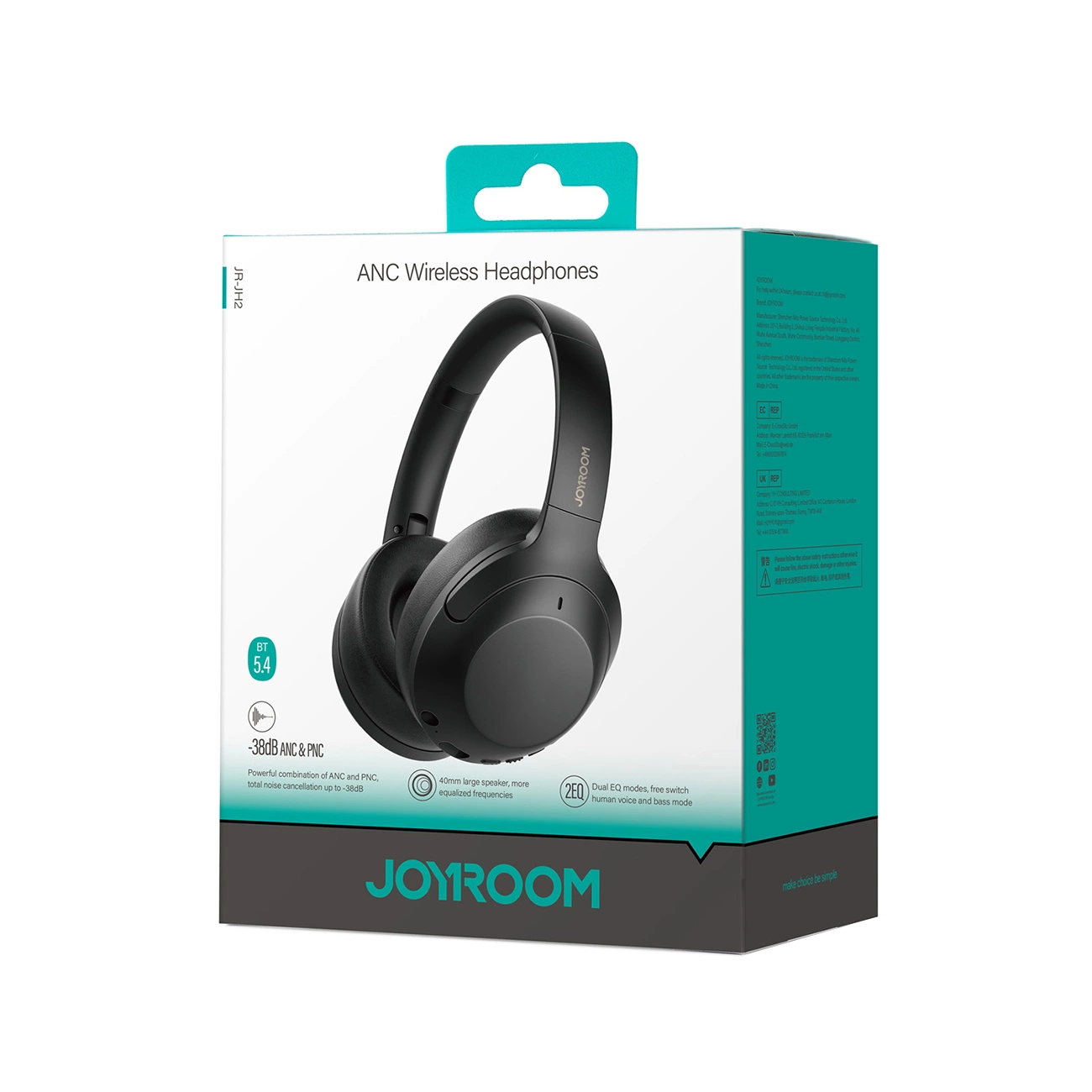 Manos libres Bluetooth Joyroom JR-JH2, A2DP, ANC, Negro