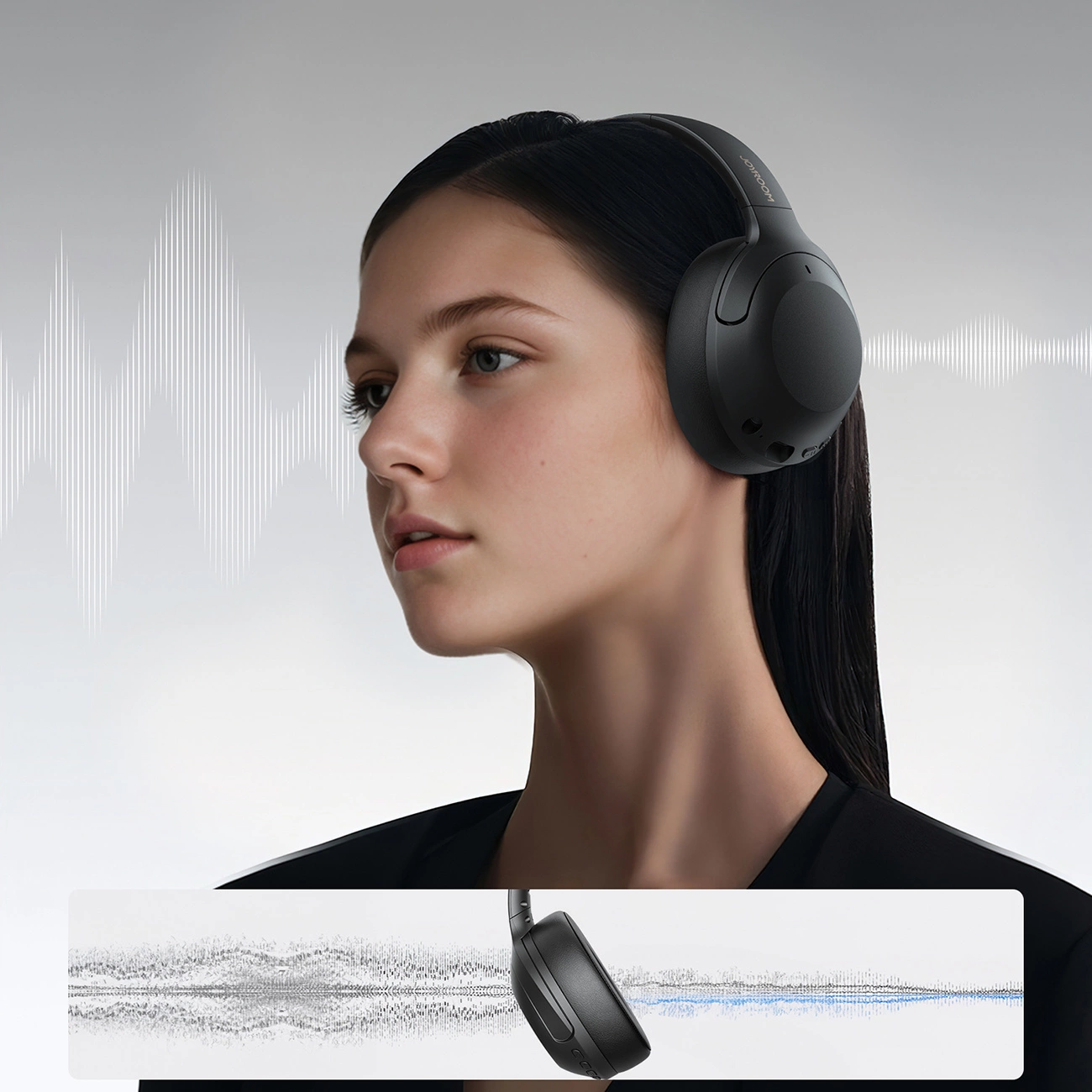 Manos libres Bluetooth Joyroom JR-JH2, A2DP, ANC, Negro