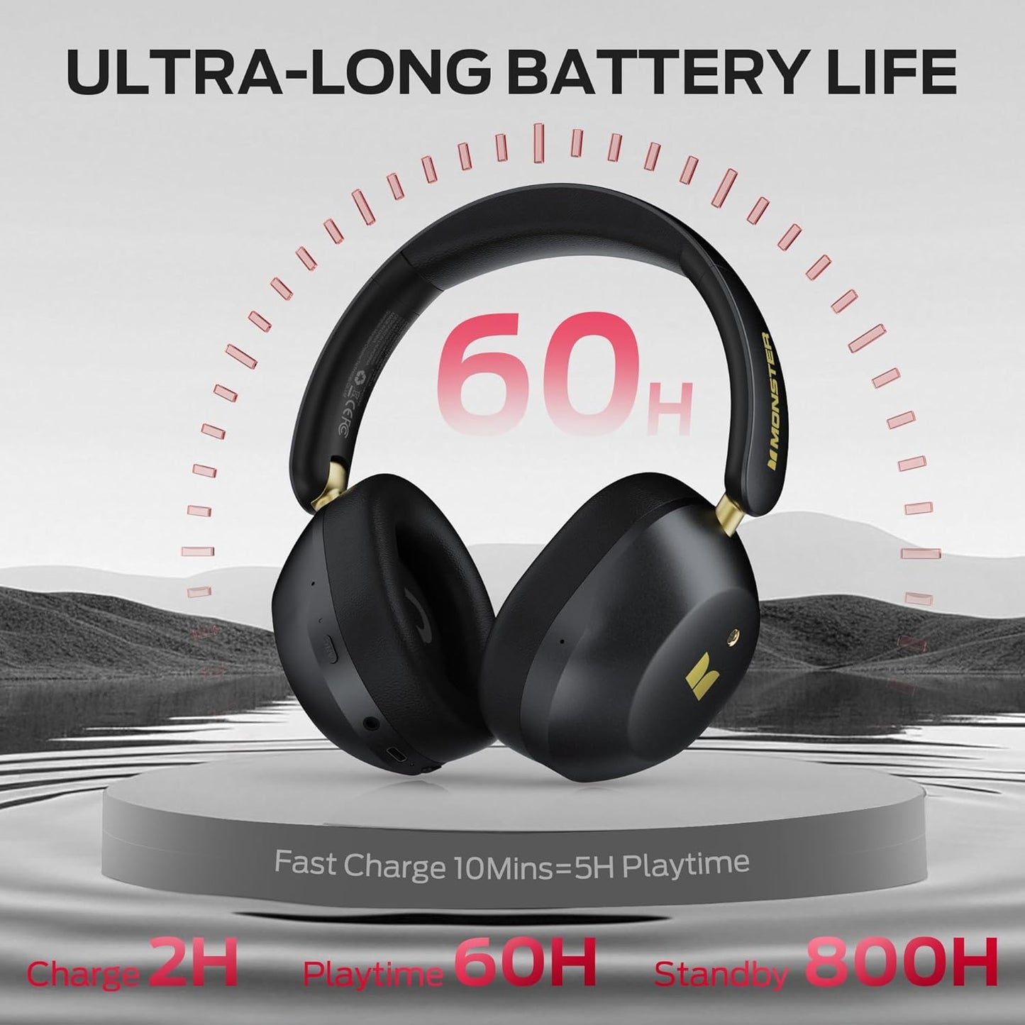Manos libres Bluetooth Monster Persona 6th, MultiPoint, A2DP, ANC, Negro