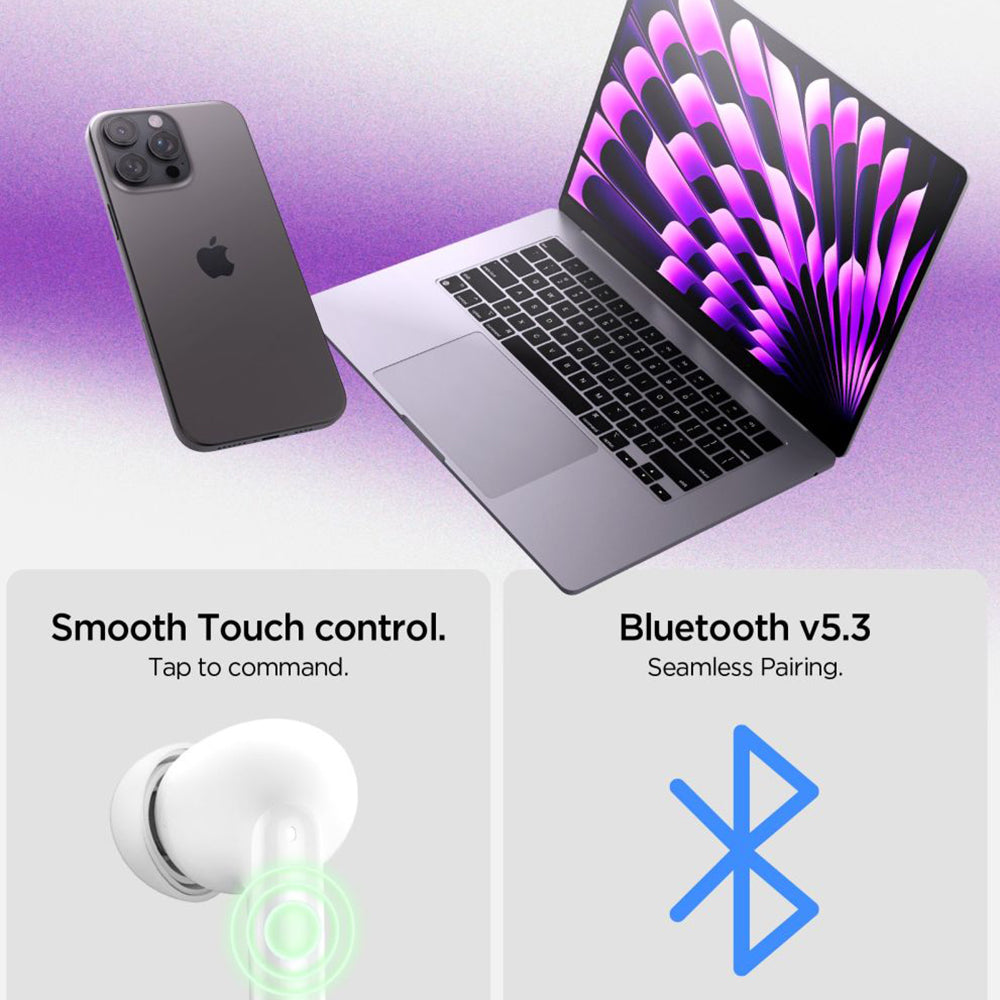 Manos libres Bluetooth Spigen SA2400, TWS, ANC, Negro ASD07886