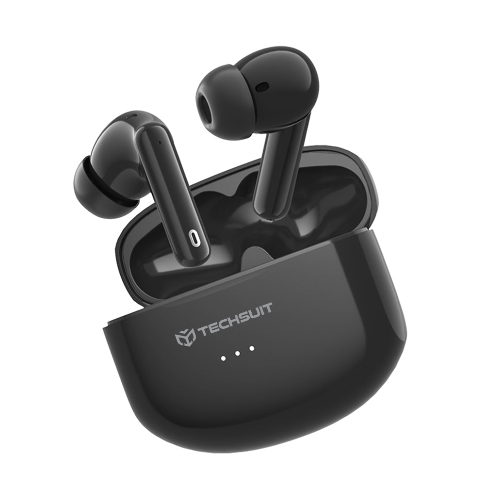 Handsfree Bluetooth Techsuit CW1 Audira Pro, TWS, ANC, Negro