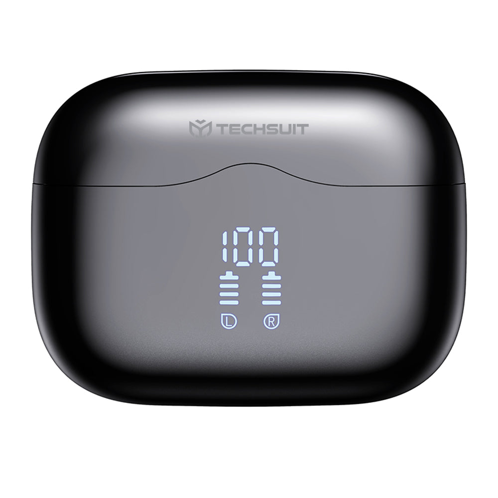 Manos libres Bluetooth Techsuit CW2 VelarX One, TWS, ANC, Negro