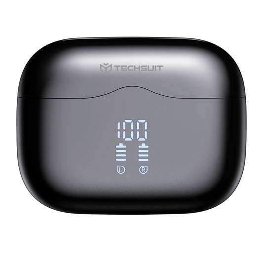 Manos libres Bluetooth Techsuit CW2 VelarX One, TWS, ANC, Negro