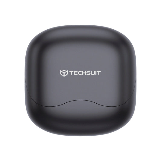 Manos libres Bluetooth Techsuit CW5 EchoFit Pro, TWS, ANC, MultiPoint, Negro