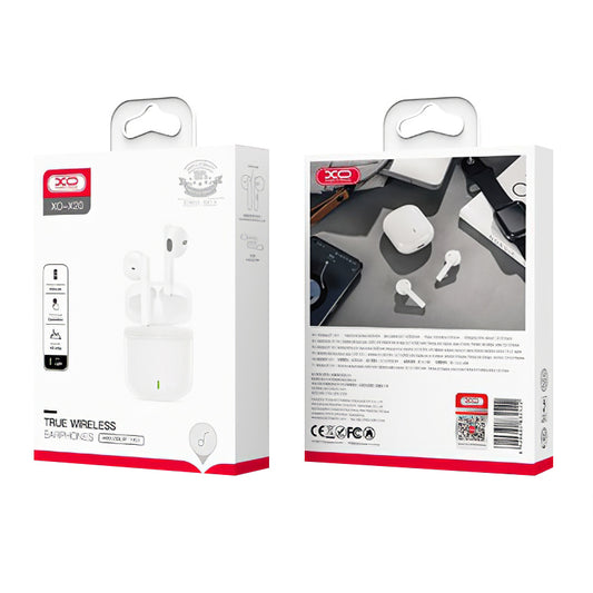 Manos libres Bluetooth XO Design X20, TWS, Blanco