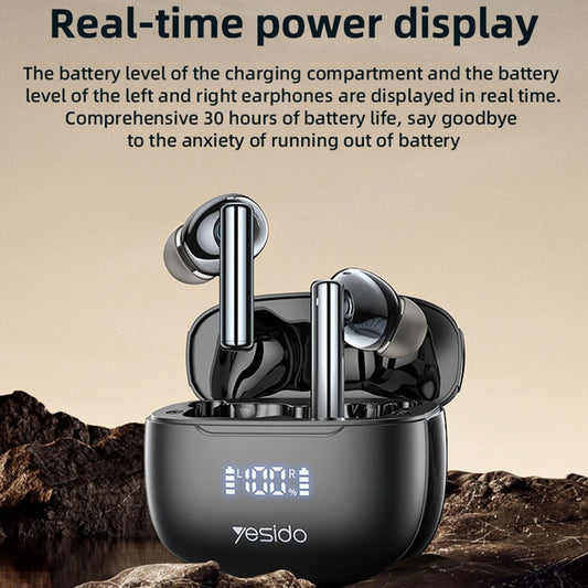 Manos libres Bluetooth Yesido TWS23, TWS, ANC, Negro