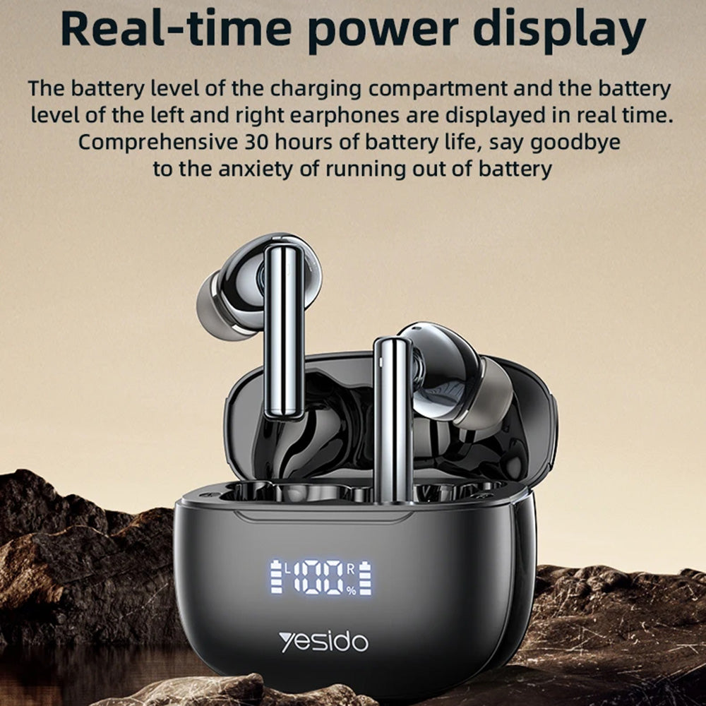 Manos libres Bluetooth Yesido TWS23, TWS, ANC, Negro