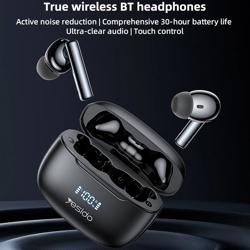 Manos libres Bluetooth Yesido TWS23, TWS, ANC, Negro