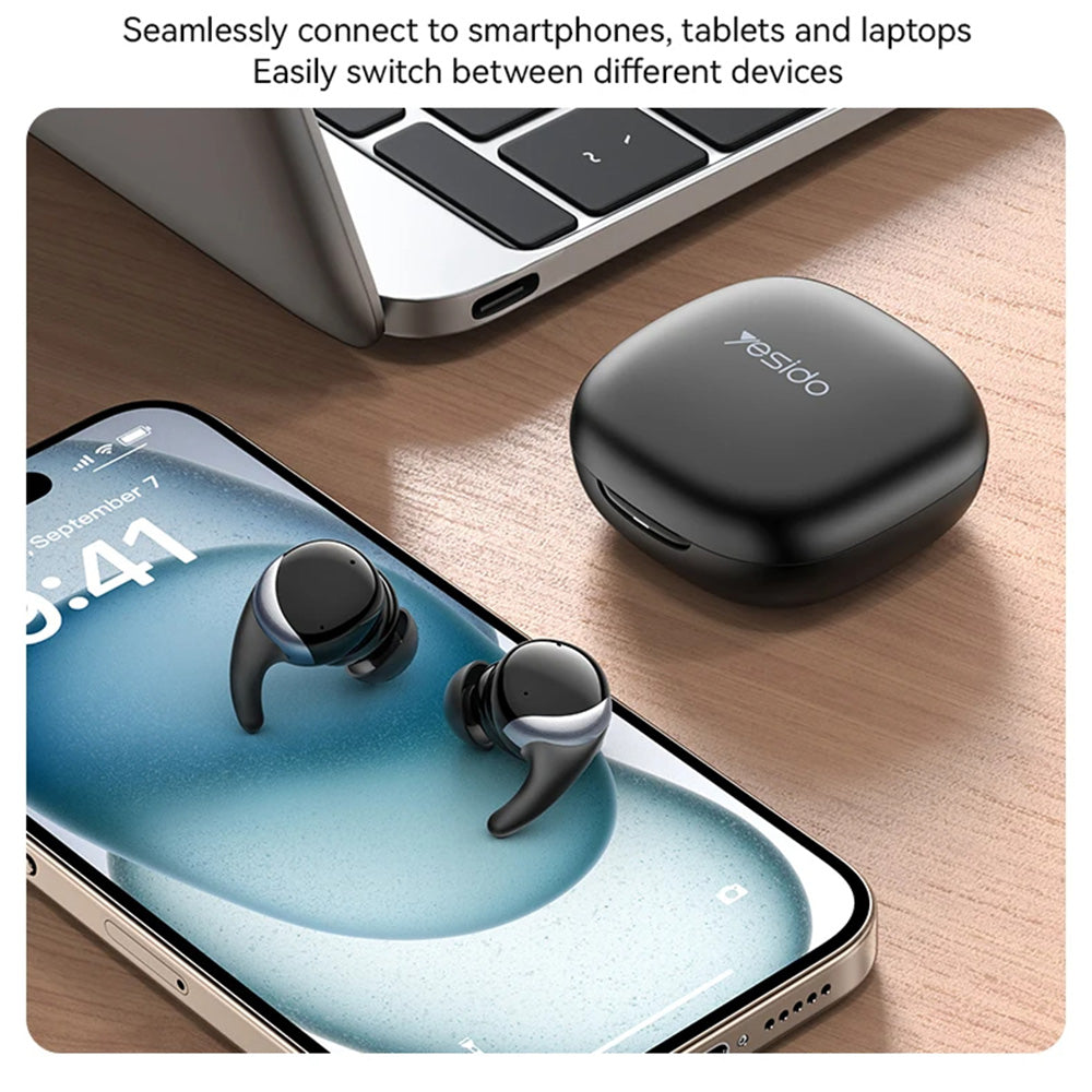 Manos libres Bluetooth Yesido TWS30, TWS, ANC, Negro