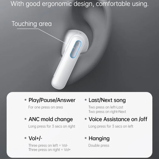 Manos libres Bluetooth Yesido TWS34, TWS, ANC, Blanco