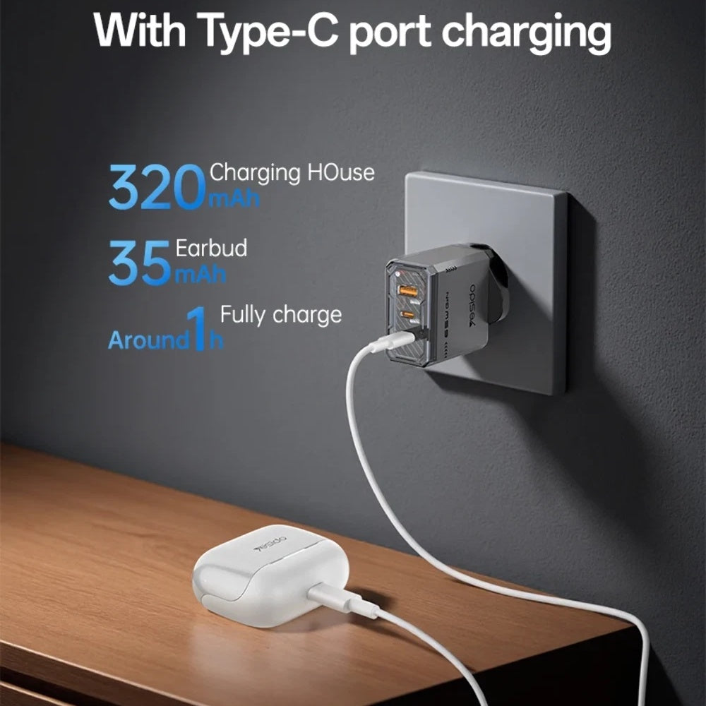 Manos libres Bluetooth Yesido TWS34, TWS, ANC, Blanco