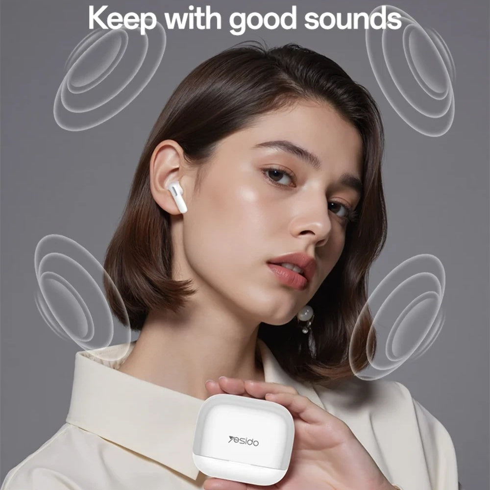 Manos libres Bluetooth Yesido TWS34, TWS, ANC, Blanco