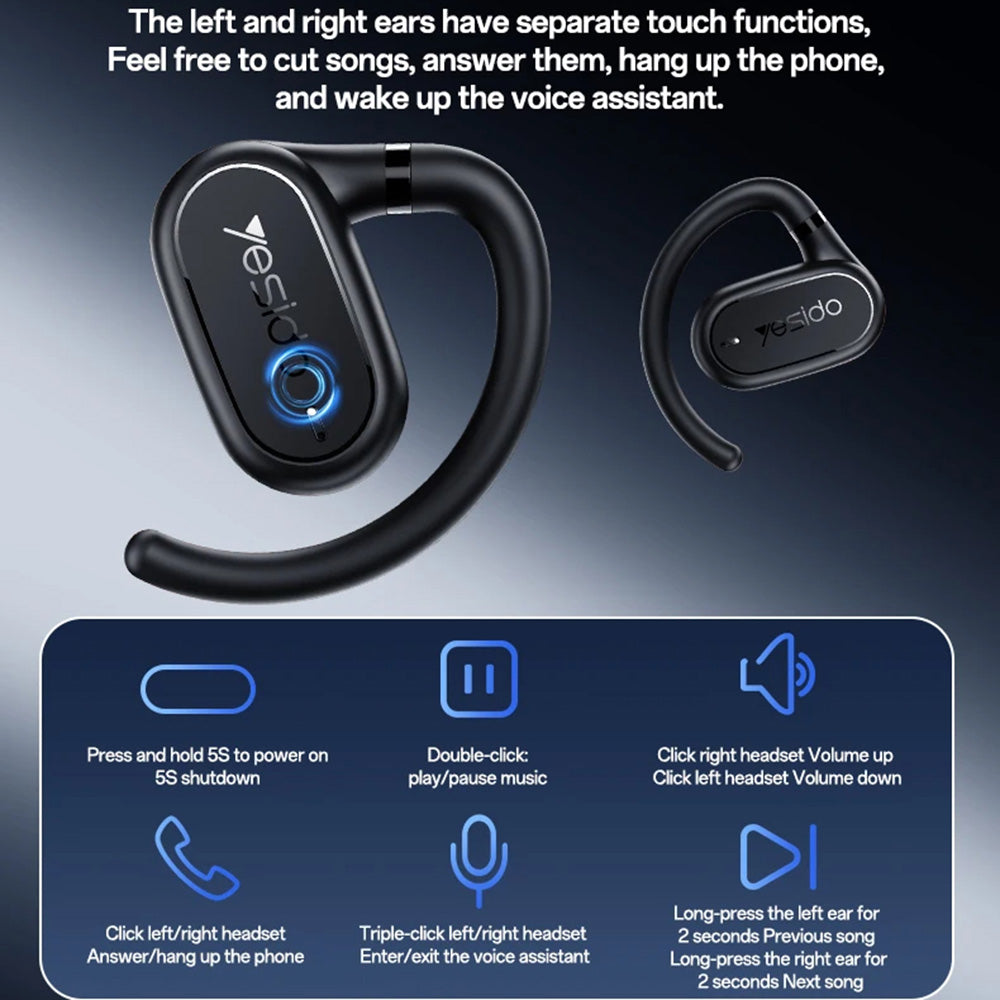 Manos libres Bluetooth Yesido YSP25, TWS, Negro