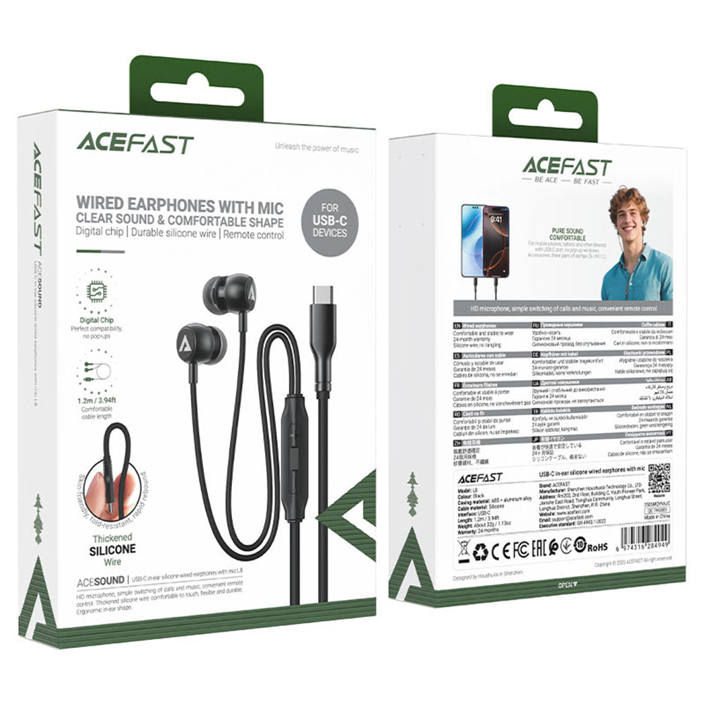 Manos libres USB-C Acefast L8, Gris