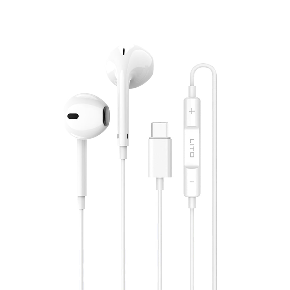 Manos libres USB-C Lito LF01T, Blanco
