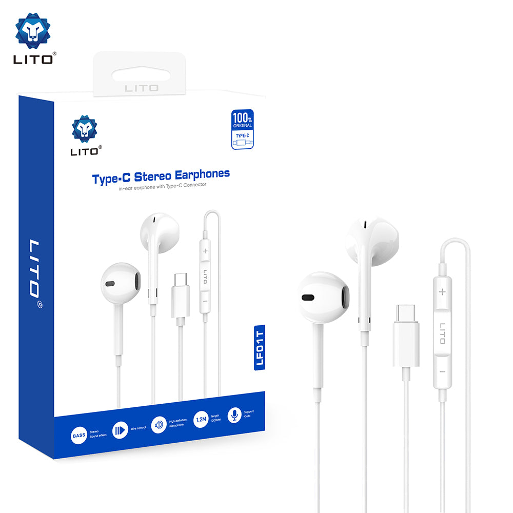 Manos libres USB-C Lito LF01T, Blanco
