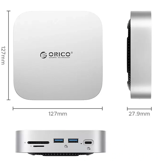 Hub Multifuncional Orico MiniLink M48PR para Apple Mac Mini M4, 9en1, Plateado