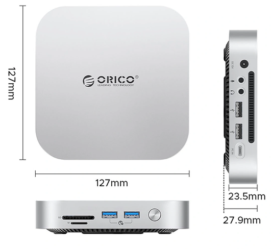 Hub Multifuncional Orico MiniLink M49P para Apple Mac Mini M4, 9en1, Plateado