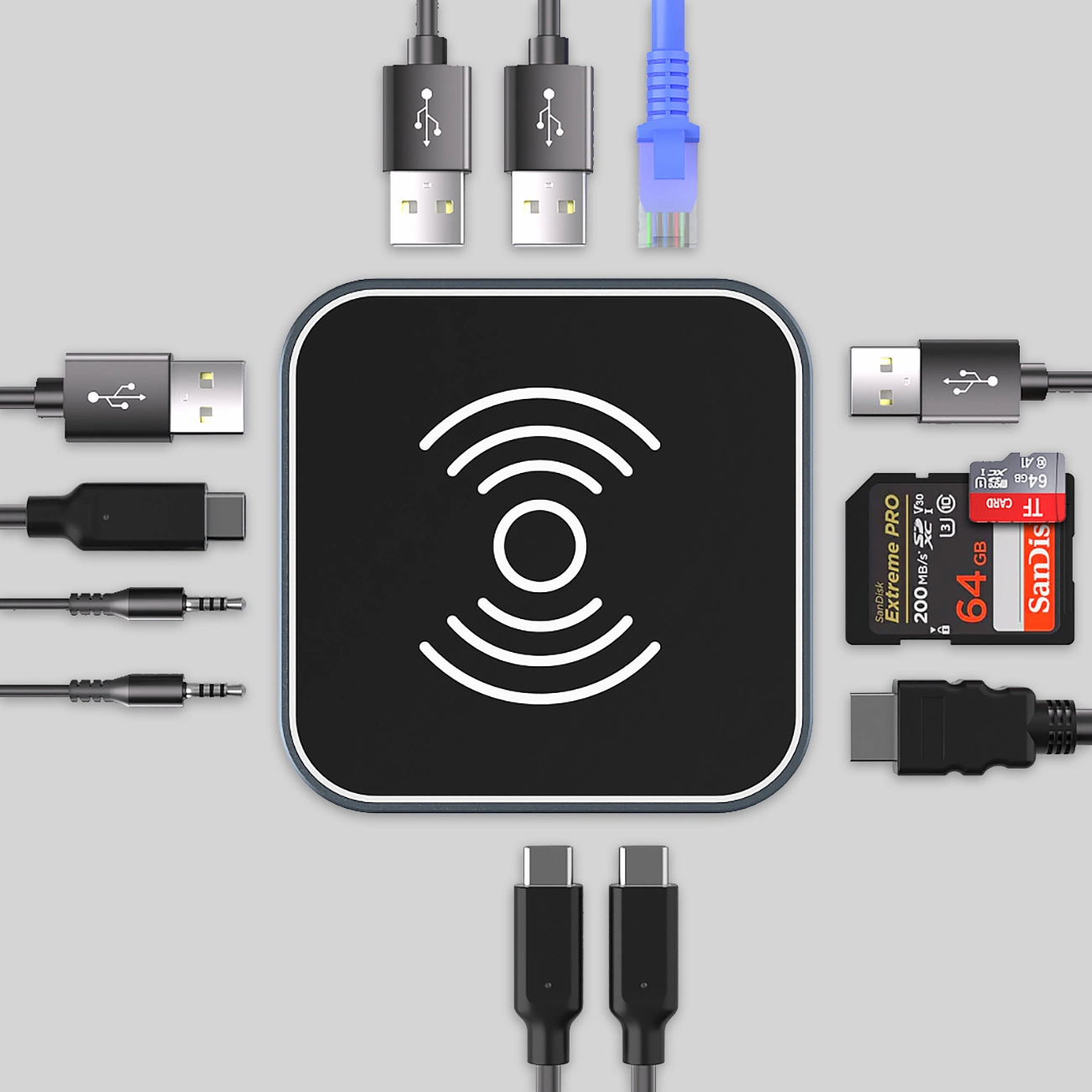 Hub Multifuncional WZK WHBC09Y8S, 12en1, Gris