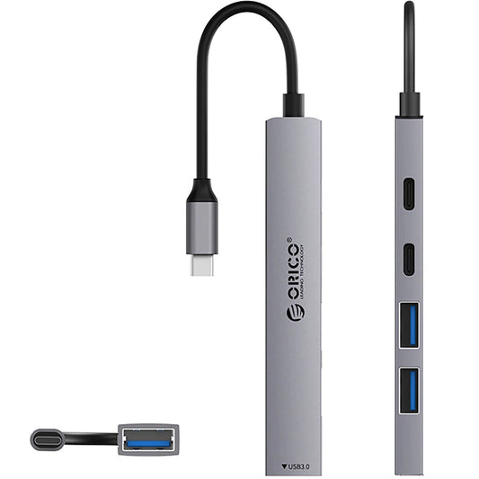 Hub USB-C Orico YSB4-U2, 1 x USB-A 3.0 - 2 x USB-A - 2 x USB-C, Gris