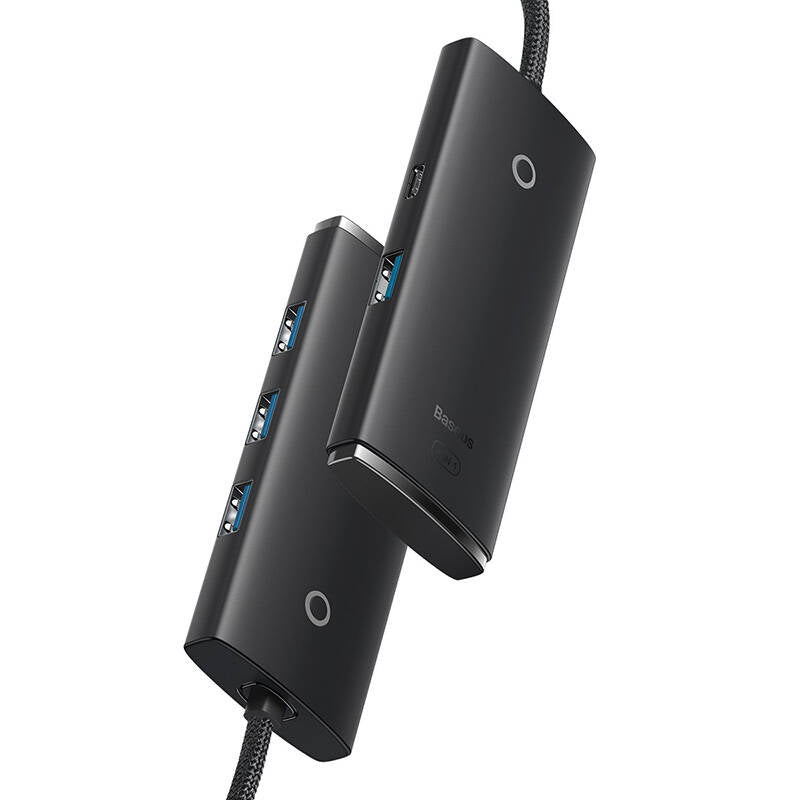 Baseus Lite Hub USB, 4 x USB-A 3.0 - 1 x USB-C, 0.25m, Negro WKQXX030001