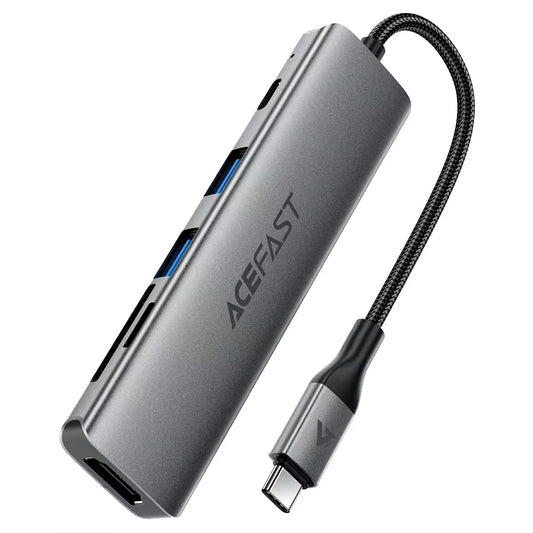 Hub USB-C Acefast J18, 6 en 1, Gris