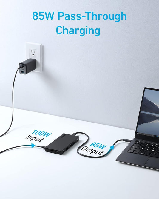 Hub USB-C Anker, 1 x USB-A 3.0 - 2 x USB-A - 3 x USB-C - 2 x HDMI - 1 x RJ45 - 1 x SD, Negro A83A2G11