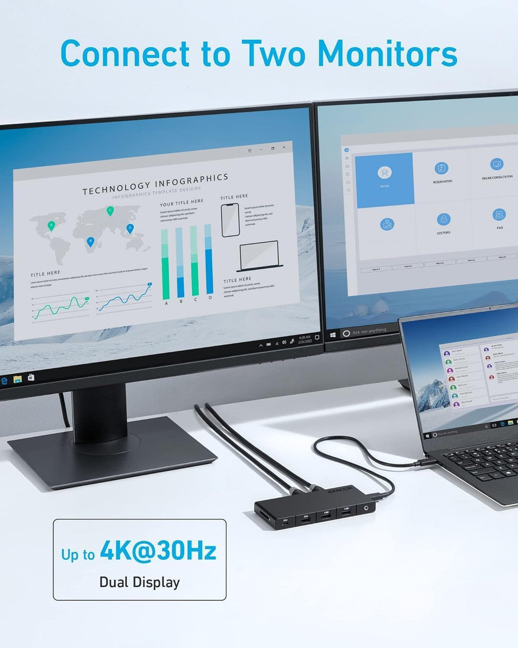 Hub USB-C Anker, 1 x USB-A 3.0 - 2 x USB-A - 3 x USB-C - 2 x HDMI - 1 x RJ45 - 1 x SD, Negro A83A2G11