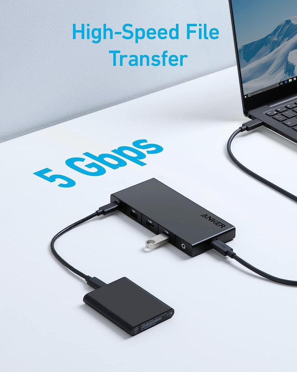 Hub USB-C Anker, 1 x USB-A 3.0 - 2 x USB-A - 3 x USB-C - 2 x HDMI - 1 x RJ45 - 1 x SD, Negro A83A2G11