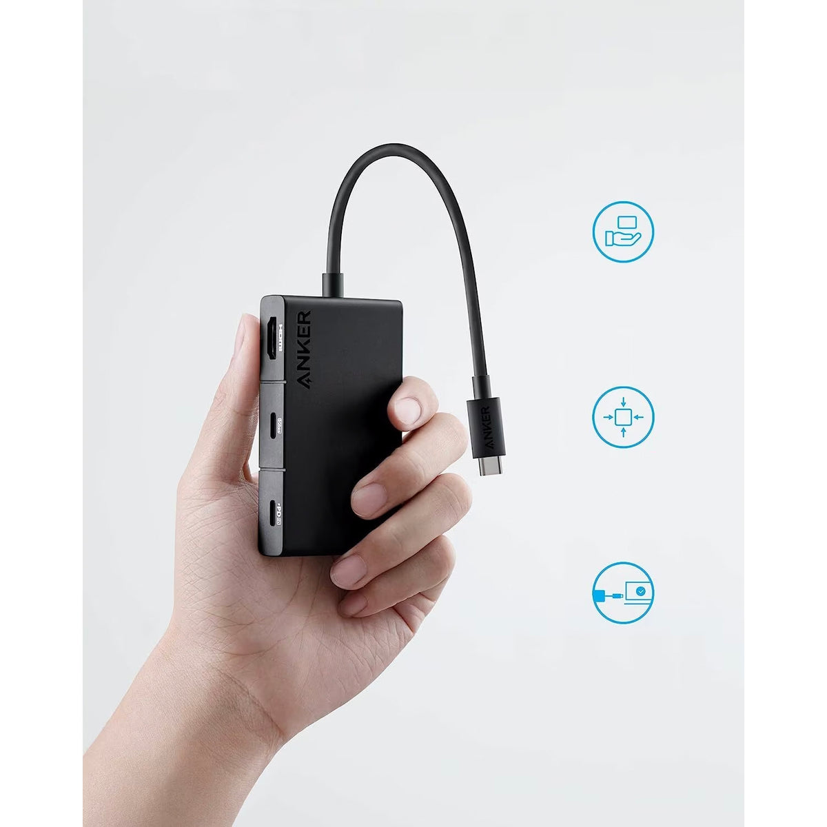 Hub USB-C Anker 332, 2 x USB-A - 2 x USB-C - 1 x HDMI, Negro A8356G11