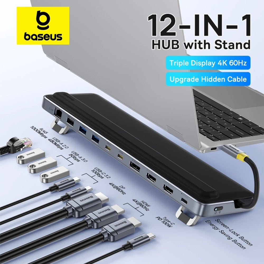 Hub USB-C Baseus EliteJoy EH3, 12 en 1, Gris B00051300111-00