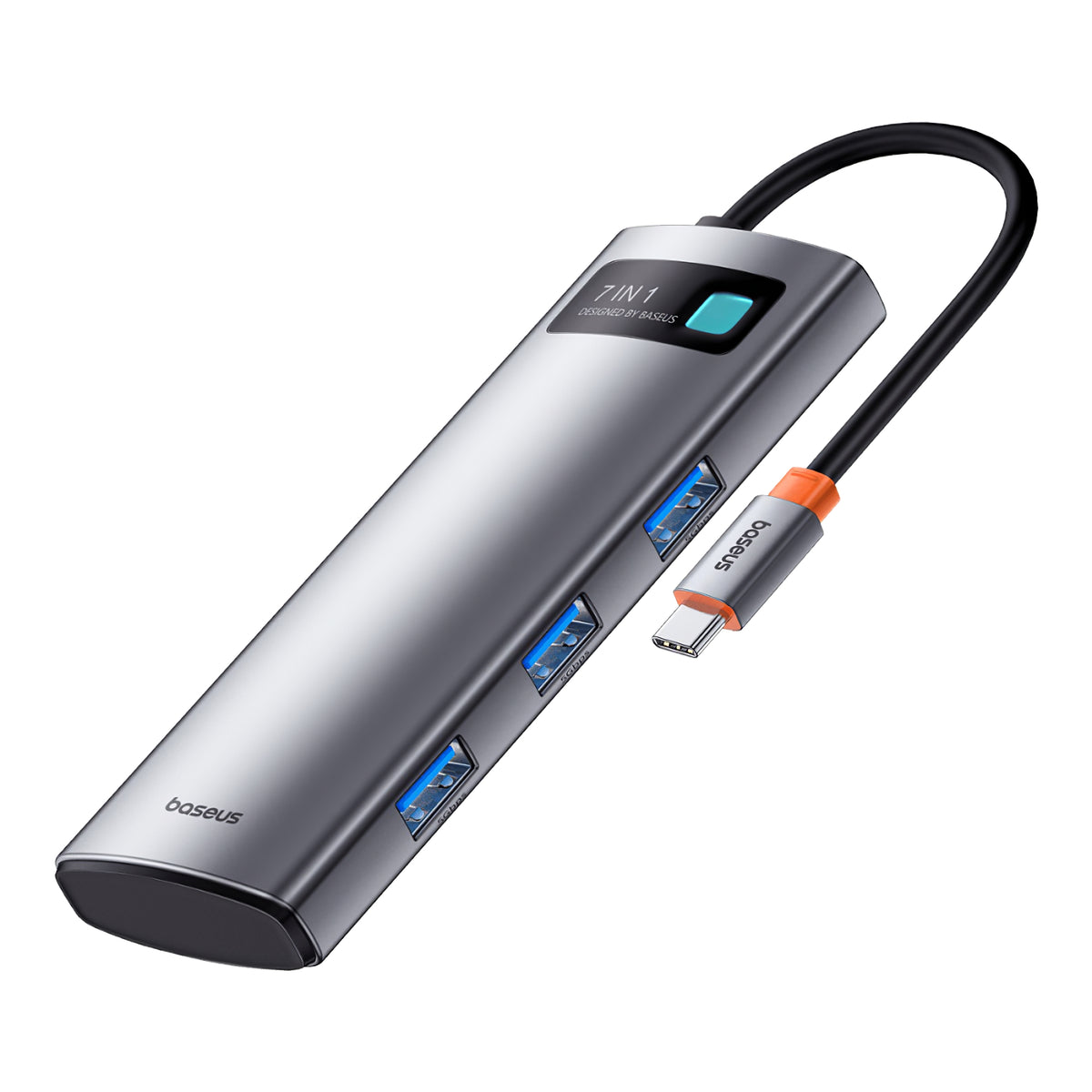 Hub USB-C Baseus Joystar, 3 x USB-A 3.0 - 1 x USB-C - 1 x HDMI - 1 x SD - 1 x microSD, Plateado B00030708811-00