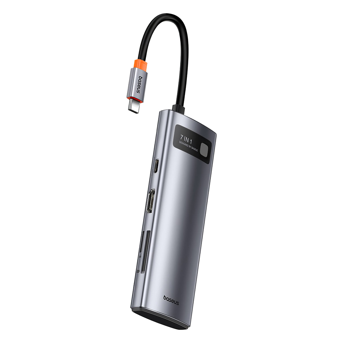 Hub USB-C Baseus Joystar, 3 x USB-A 3.0 - 1 x USB-C - 1 x HDMI - 1 x SD - 1 x microSD, Plateado B00030708811-00