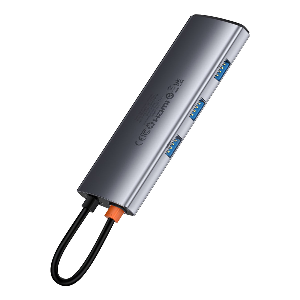 Hub USB-C Baseus Joystar, 3 x USB-A 3.0 - 1 x USB-C - 1 x HDMI - 1 x SD - 1 x microSD, Plateado B00030708811-00