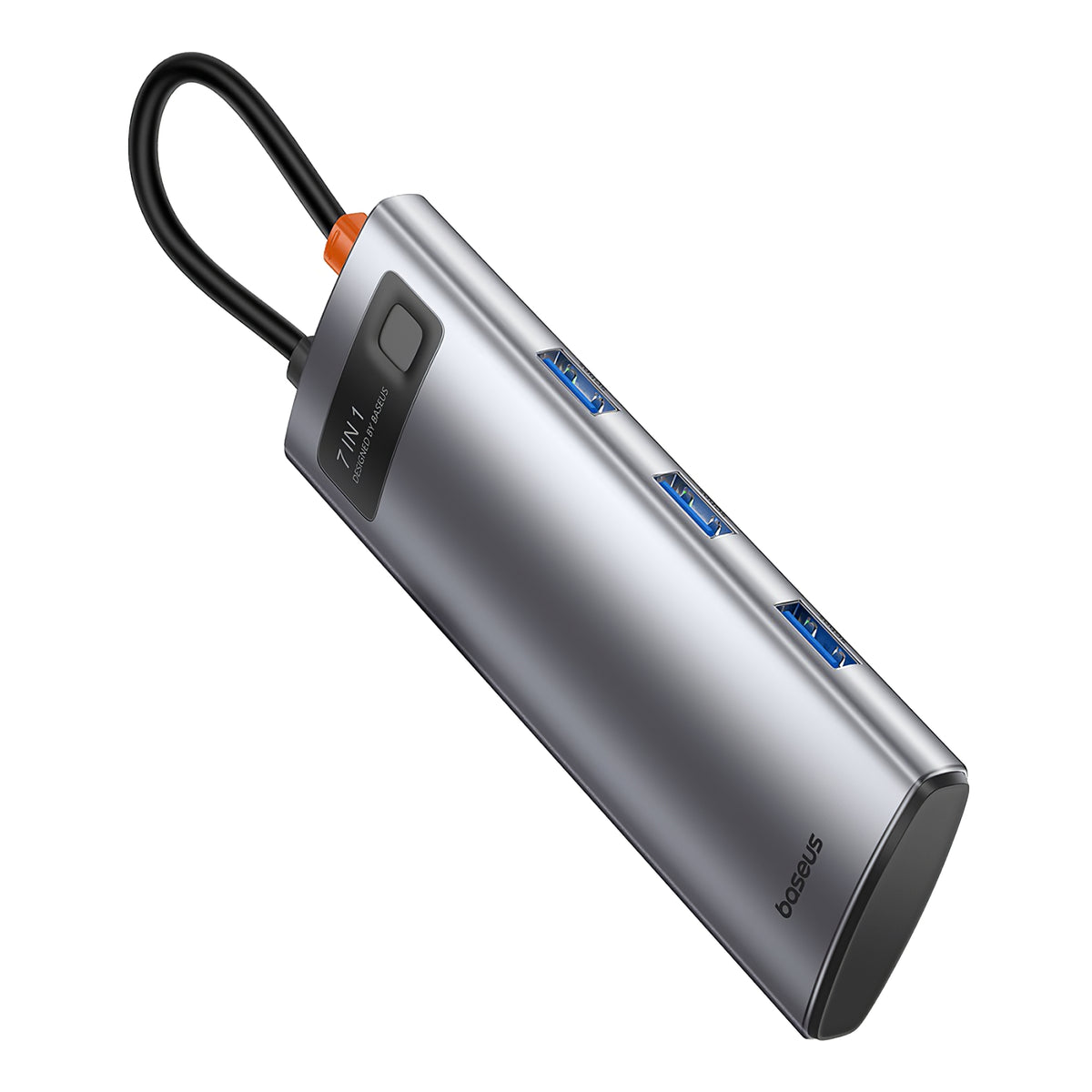 Hub USB-C Baseus Joystar, 3 x USB-A 3.0 - 1 x USB-C - 1 x HDMI - 1 x SD - 1 x microSD, Plateado B00030708811-00