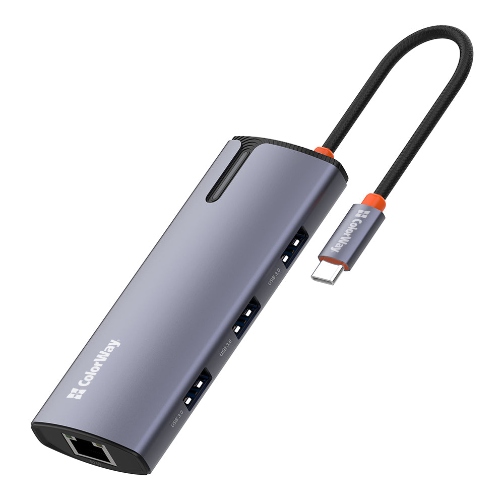 Hub USB-C ColorWay CW-HUB03, 6en1, Plateado