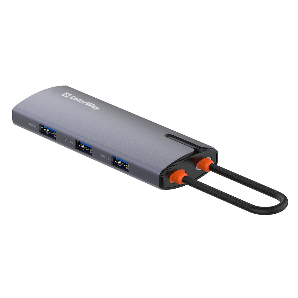 Hub USB-C ColorWay CW-HUB03, 6en1, Plateado